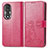 Funda de Cuero Cartera con Soporte Flores Carcasa para Huawei Honor 80 5G Rosa Roja