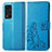 Funda de Cuero Cartera con Soporte Flores Carcasa para Huawei Honor V40 5G Azul