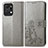 Funda de Cuero Cartera con Soporte Flores Carcasa para Huawei Honor X7a Gris