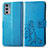 Funda de Cuero Cartera con Soporte Flores Carcasa para Motorola Moto Edge 20 5G Azul