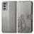 Funda de Cuero Cartera con Soporte Flores Carcasa para Motorola Moto Edge 20 5G Gris