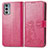 Funda de Cuero Cartera con Soporte Flores Carcasa para Motorola Moto Edge 20 5G Rojo