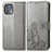 Funda de Cuero Cartera con Soporte Flores Carcasa para Motorola Moto Edge 20 Lite 5G Gris