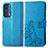 Funda de Cuero Cartera con Soporte Flores Carcasa para Motorola Moto Edge (2021) 5G Azul