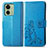 Funda de Cuero Cartera con Soporte Flores Carcasa para Motorola Moto Edge (2023) 5G Azul