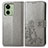 Funda de Cuero Cartera con Soporte Flores Carcasa para Motorola Moto Edge 40 5G Gris