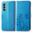 Funda de Cuero Cartera con Soporte Flores Carcasa para Motorola Moto Edge S30 5G Azul