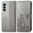 Funda de Cuero Cartera con Soporte Flores Carcasa para Motorola Moto G200 5G Gris