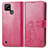 Funda de Cuero Cartera con Soporte Flores Carcasa para Realme C25Y India Rosa Roja