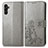 Funda de Cuero Cartera con Soporte Flores Carcasa para Samsung Galaxy A13 5G Gris