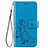 Funda de Cuero Cartera con Soporte Flores Carcasa para Samsung Galaxy A22 4G Azul