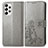 Funda de Cuero Cartera con Soporte Flores Carcasa para Samsung Galaxy A73 5G Gris