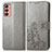 Funda de Cuero Cartera con Soporte Flores Carcasa para Samsung Galaxy F13 4G Gris