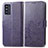 Funda de Cuero Cartera con Soporte Flores Carcasa para Samsung Galaxy F52 5G Morado