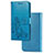 Funda de Cuero Cartera con Soporte Flores Carcasa para Samsung Galaxy M32 5G Azul