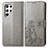 Funda de Cuero Cartera con Soporte Flores Carcasa para Samsung Galaxy S21 Ultra 5G Gris