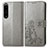 Funda de Cuero Cartera con Soporte Flores Carcasa para Sony Xperia 1 IV Gris