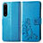 Funda de Cuero Cartera con Soporte Flores Carcasa para Sony Xperia 1 IV SO-51C Azul