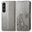 Funda de Cuero Cartera con Soporte Flores Carcasa para Sony Xperia 1 V Gris