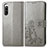 Funda de Cuero Cartera con Soporte Flores Carcasa para Sony Xperia 10 IV SO-52C Gris