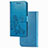 Funda de Cuero Cartera con Soporte Flores Carcasa para Sony Xperia 5 II Azul
