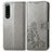 Funda de Cuero Cartera con Soporte Flores Carcasa para Sony Xperia 5 IV Gris