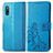 Funda de Cuero Cartera con Soporte Flores Carcasa para Sony Xperia Ace II SO-41B Azul