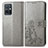 Funda de Cuero Cartera con Soporte Flores Carcasa para Vivo iQOO Z6 5G Gris