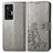 Funda de Cuero Cartera con Soporte Flores Carcasa para Vivo X70 Pro 5G Gris