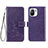 Funda de Cuero Cartera con Soporte Flores Carcasa para Xiaomi Mi 11 5G Morado