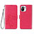 Funda de Cuero Cartera con Soporte Flores Carcasa para Xiaomi Mi 11 Lite 4G Rojo