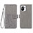 Funda de Cuero Cartera con Soporte Flores Carcasa para Xiaomi Mi 11 Lite 5G NE Gris