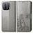 Funda de Cuero Cartera con Soporte Flores Carcasa para Xiaomi Mi 11 Pro 5G Gris