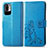 Funda de Cuero Cartera con Soporte Flores Carcasa para Xiaomi Redmi Note 10 5G Azul