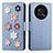 Funda de Cuero Cartera con Soporte Flores Carcasa S02D para Huawei Enjoy 50 Pro Azul