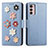 Funda de Cuero Cartera con Soporte Flores Carcasa S02D para Motorola Moto G42 Azul