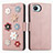 Funda de Cuero Cartera con Soporte Flores Carcasa S02D para Realme C30s Oro Rosa