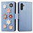 Funda de Cuero Cartera con Soporte Flores Carcasa S02D para Samsung Galaxy A04s Azul