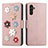 Funda de Cuero Cartera con Soporte Flores Carcasa S02D para Samsung Galaxy A13 5G Oro Rosa