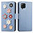 Funda de Cuero Cartera con Soporte Flores Carcasa S02D para Samsung Galaxy A42 5G Azul