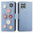 Funda de Cuero Cartera con Soporte Flores Carcasa S02D para Samsung Galaxy M33 5G Azul