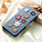 Funda de Cuero Cartera con Soporte Flores Carcasa S02D para Samsung Galaxy S22 Plus 5G Azul