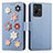 Funda de Cuero Cartera con Soporte Flores Carcasa S02D para Vivo iQOO Z6x Azul