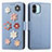 Funda de Cuero Cartera con Soporte Flores Carcasa S02D para Xiaomi Redmi A1 Azul