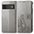 Funda de Cuero Cartera con Soporte Flores Carcasa S03D para Google Pixel 6 5G Gris