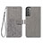 Funda de Cuero Cartera con Soporte Flores Carcasa S03D para Samsung Galaxy S24 Plus 5G Gris