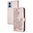 Funda de Cuero Cartera con Soporte Flores Carcasa Y01X para Motorola Moto E22i Oro Rosa