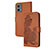 Funda de Cuero Cartera con Soporte Flores Carcasa Y01X para Motorola Moto G 5G (2023) Marron