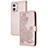 Funda de Cuero Cartera con Soporte Flores Carcasa Y01X para Motorola Moto G73 5G Oro Rosa