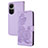 Funda de Cuero Cartera con Soporte Flores Carcasa Y01X para Oppo Reno10 5G Morado